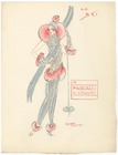 Freddy Wittop 1930s, "Le Ski", Original Costume Design, Gouache, Folies Bergère, Wardrobe Master Pascaud