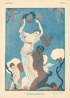 George Barbier 1916 "Vendanges" Grapes Harvest, Sexy Girl Nude, Faun