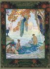 O. Guillonnet 1926 "Baigneuses", Nudes, Swan, Peacock, Bathing Beauties