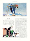 Skis, 1931 - René Vincent Skiing Winter Sports 6 Illustrated Pages