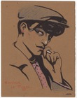 George Barbier 1910s Original drawing, "Monsieur le Tigre" nickname of Pierre de Régnier son of Henri de Regnier friend of George Barbier.