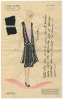 Lucien Lelong 1930s Original Fashion Drawing, "Fanchon" Dinner Dress