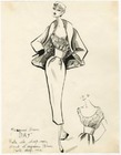Jacques Heim 1953 Original Fashion Drawing, Dress, Suit "Dry"