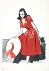 Germaine Lecomte 1946 Red Summer Dress, Gruau