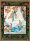 O. Guillonnet 1926 "Baigneuses", Nudes, Swan, Peacock, Bathing Beauties
