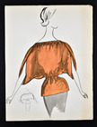 Bassia 1960 Original Fashion Drawing, Orange Knitwear