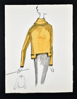 Bassia 1960 Original Fashion Drawing, Yellow Knitwear