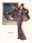 Jacques Heim 1945 Evening Gown, Fur Cape, René Gruau
